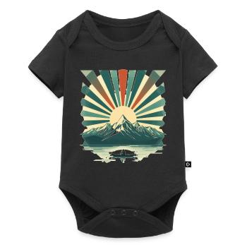 Sonnenaufgang über Bergsee - Baby Premium Kurzarmbody - Schwarz - Vorne