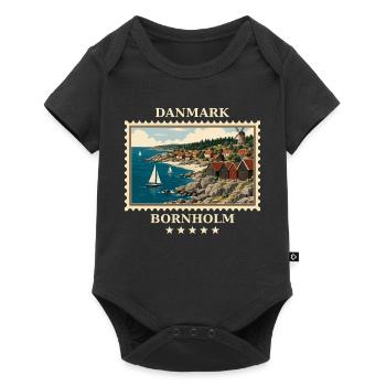Dänemark Bornholm Vintage Reisemarke - Baby Premium Kurzarmbody - Schwarz - Vorne