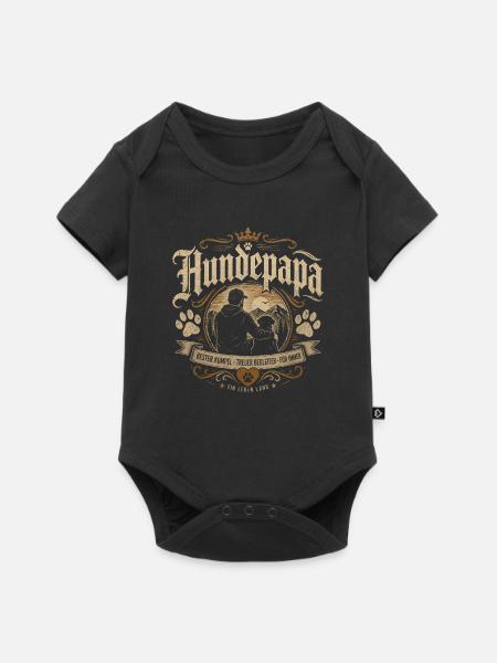 Hundepapa Vintage Blackletter - Baby Premium Kurzarmbody - Schwarz