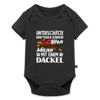 Alter Mann Mit Einem Dackel - Baby Premium Kurzarmbody - Schwarz - Vorne