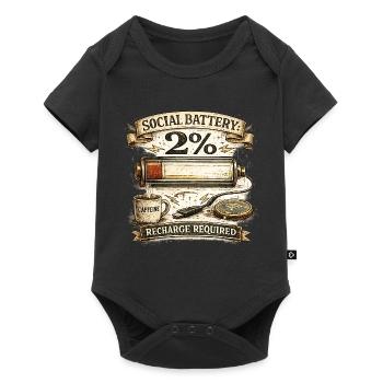 Sozialbatterie 2 % - Baby Premium Kurzarmbody - Schwarz - Vorne