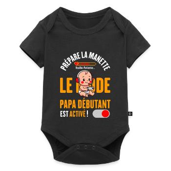 Mode Papa Débutant Activé Futur Papa - Body à manches courtes Premium Bébé - noir - Devant