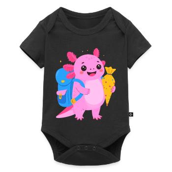 Axolotl zur Einschulung – Schulanfang Schultüte - Baby Premium Kurzarmbody - Schwarz - Vorne