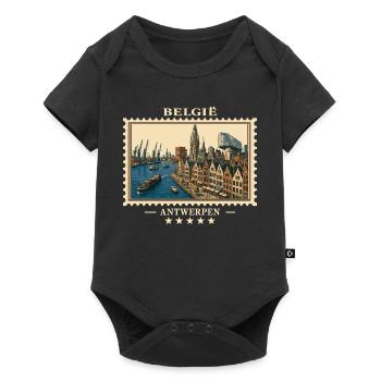 Belgien Antwerpen Vintage Reisemarke - Baby Premium Kurzarmbody - Schwarz - Vorne