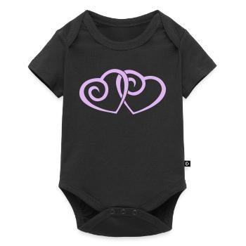 Verliebte Doppelherzen Linienkunst - Baby Premium Kurzarmbody - Schwarz - Vorne