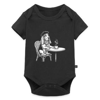 Basset Hound French Cafe - Cute Dog Mom Paris - Baby Premium short-sleeve bodysuit - black - Front
