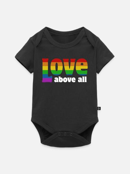 Love Above All | Regenbogen Pride Design - Baby Premium Kurzarmbody - Schwarz