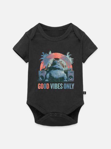 Katzen-DJ Gute Vibes Only - Baby Premium Kurzarmbody - Schwarz
