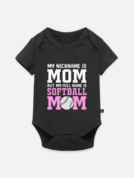 Softball Mutter Softball Mama - Baby Premium Kurzarmbody - Schwarz