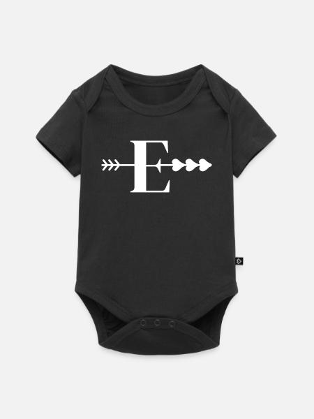 Buchstabe e Pfeil Herz - Baby Premium Kurzarmbody - Schwarz