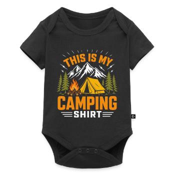 Camping Shirt, Montagnes, feu de camp - Body à manches courtes Premium Bébé - noir - Devant