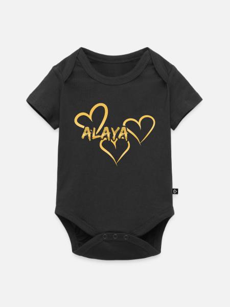 Vorname Alaya - Baby Premium Kurzarmbody - Schwarz