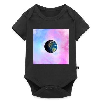 Globe terrestre devant une galaxie pastel - Body à manches courtes Premium Bébé - noir - Devant