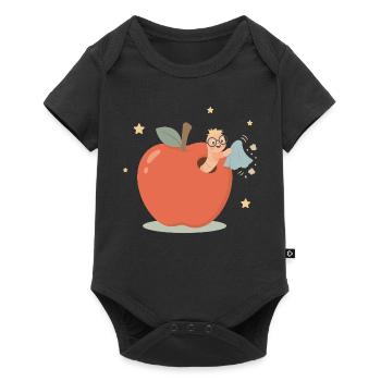 Funny bookworm cleaning the house - Baby Premium short-sleeve bodysuit - black - Front