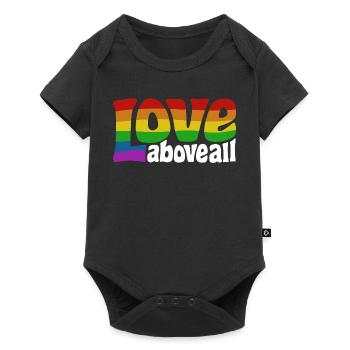 L’amour par-dessus tout | Design de la fierté arc-en-ciel - Body à manches courtes Premium Bébé - noir - Devant