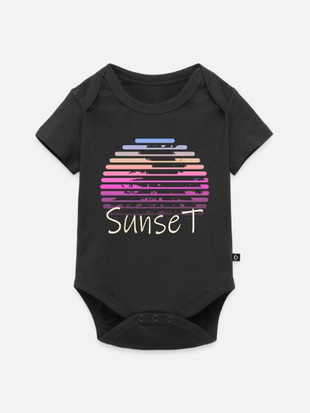 Sonnenuntergangspalmen - Baby Premium Kurzarmbody - Schwarz