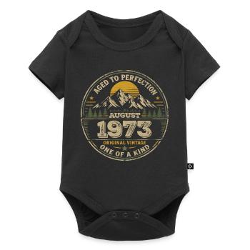 1973 August Geburtstagsgeschenk Vintage 1973 - Baby Premium Kurzarmbody - Schwarz - Vorne
