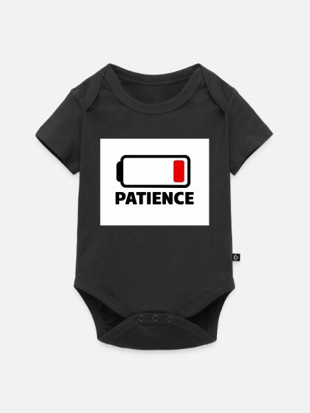 PATIENCE Batterie Icon mit Schrift - Baby Premium Kurzarmbody - Schwarz