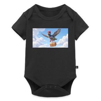 Cute Flying Postal Pigeon Delivering Package - Baby Premium short-sleeve bodysuit - black - Front