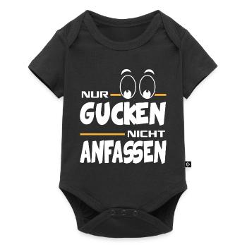 Nur Gucken Nicht anfassen Babysprüche Lustig Augen - Baby Premium Kurzarmbody - Schwarz - Vorne