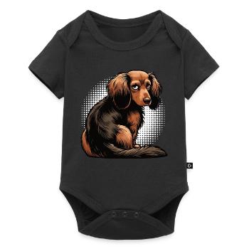 Long-haired Dachshund Dachshund Holder Dachshund Tekkel - Baby Premium short-sleeve bodysuit - black - Front