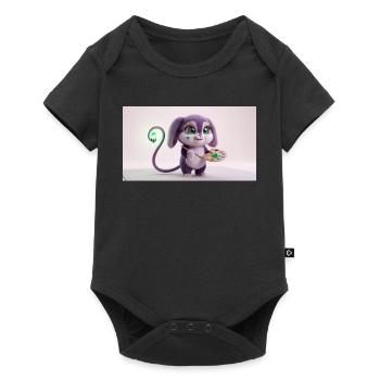 Cute Fluffy Creature Artist with Paint Palette and - Baby Premium short-sleeve bodysuit - black - Front