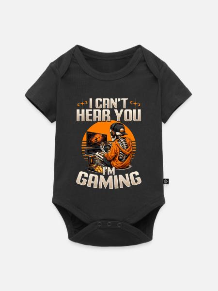 Skeleton Gamer Gaming Halloween - Baby Premium Kurzarmbody - Schwarz