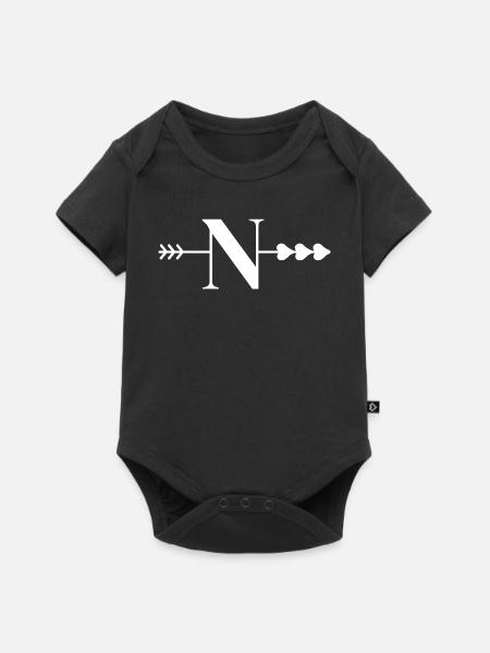 Buchstabe n Pfeil Herz - Baby Premium Kurzarmbody - Schwarz