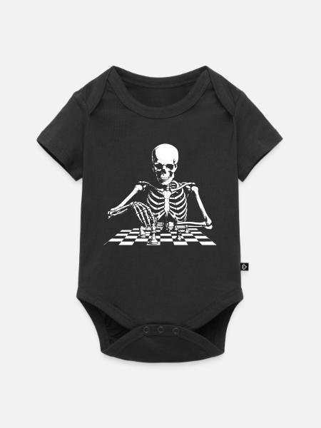 Skelett spielt Schach - Baby Premium Kurzarmbody - Schwarz