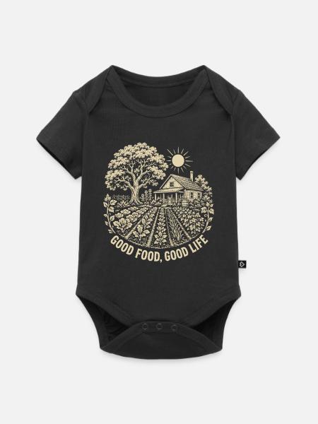 Gutes Essen, gutes Leben - Baby Premium Kurzarmbody - Schwarz