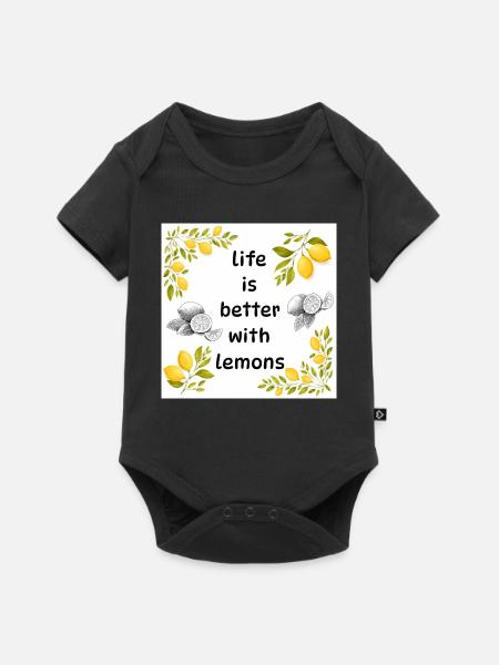 Leben ist besser mit Zitronen - Baby Premium Kurzarmbody - Schwarz
