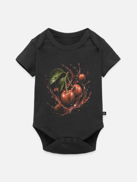 Kirschroter Fruchtsaft Spritzkunst Frisch - Baby Premium Kurzarmbody - Schwarz