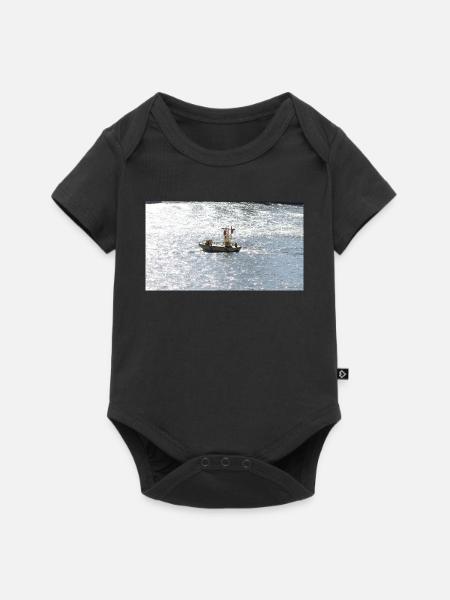 Fischerboot im Glitzermeer - Baby Premium Kurzarmbody - Schwarz