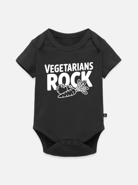 Vegetarians Rock - Baby Premium Kurzarmbody - Schwarz