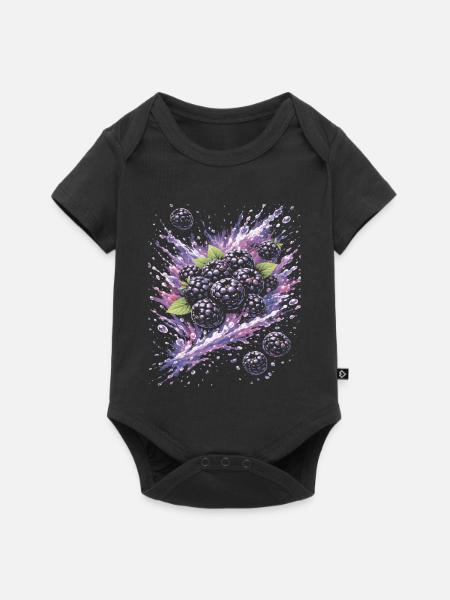 Brombeeren Wildfrucht Schwarze Spritzkunst - Baby Premium Kurzarmbody - Schwarz