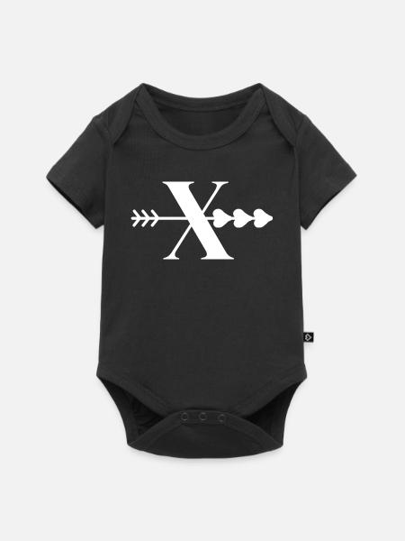 Buchstabe x Herzpfeil - Baby Premium Kurzarmbody - Schwarz