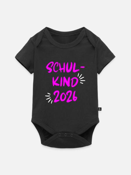 SCHULKIND 2026, EINSCHULUNG, ERSTKLÄSSLERIN, PINK - Baby Premium Kurzarmbody - Schwarz