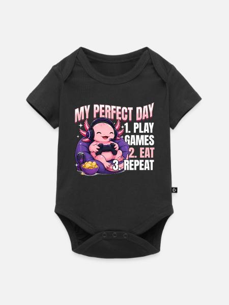 Funny Axolotl Gamer Gaming - Baby Premium Kurzarmbody - Schwarz
