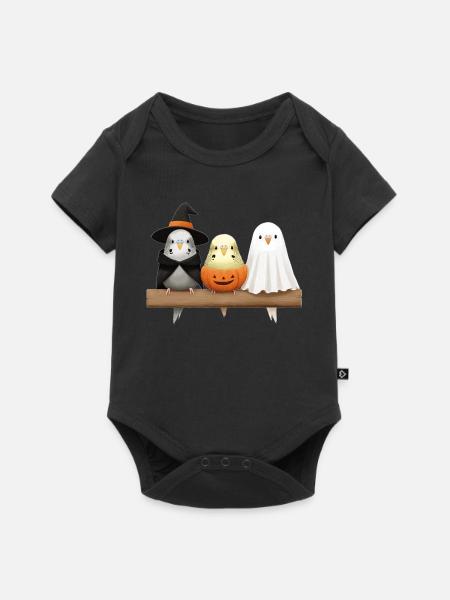 Wellensittiche Halloween - Baby Premium Kurzarmbody - Schwarz