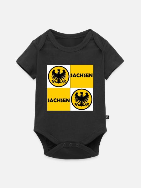 Sachsen Quadratflagge Adler - Baby Premium Kurzarmbody - Schwarz