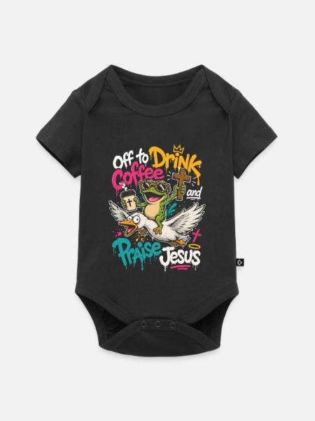 Kaffee, Kreuz und Frosch - Baby Premium Kurzarmbody - Schwarz