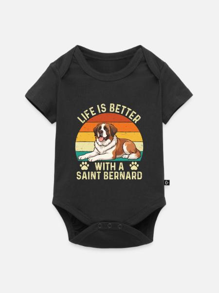 Das Leben ist besser mit einem Bernhardiner – Hundepapa - Baby Premium Kurzarmbody - Schwarz