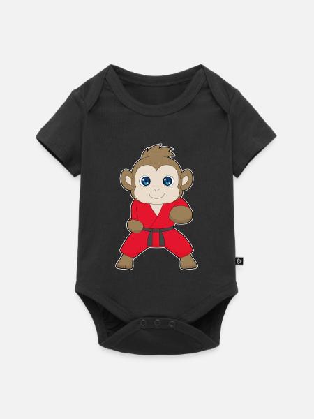 Affe Karate Kampfsport - Baby Premium Kurzarmbody - Schwarz