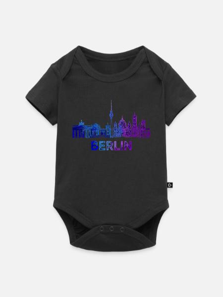 Berliner Skyline Skizze - Baby Premium Kurzarmbody - Schwarz