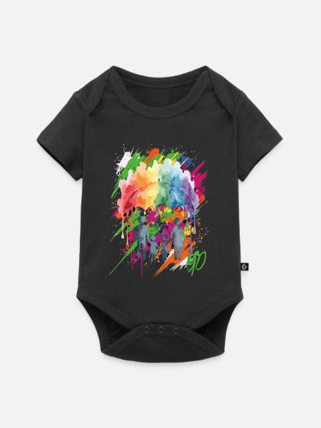 Abstrakte 90er Farbexplosion - Baby Premium Kurzarmbody - Schwarz