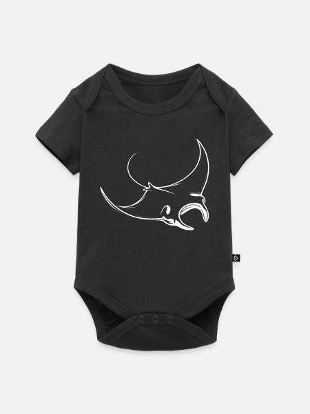 Weißer Schädel Linienkunst - Baby Premium Kurzarmbody - Schwarz