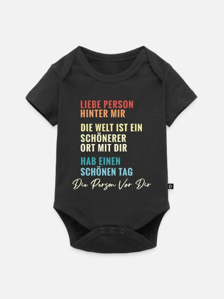 Liebe Person vor mir Spruch love Liebe Freude - Baby Premium Kurzarmbody - Schwarz