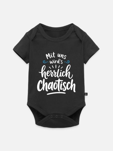 Mit uns wird’s herrlich chaotisch – Freundschaft - Baby Premium Kurzarmbody - Schwarz
