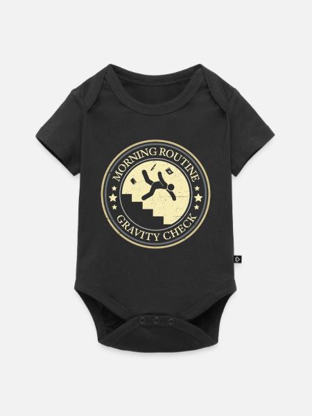 Morgenroutine-Schwerkraft-Check - Baby Premium Kurzarmbody - Schwarz