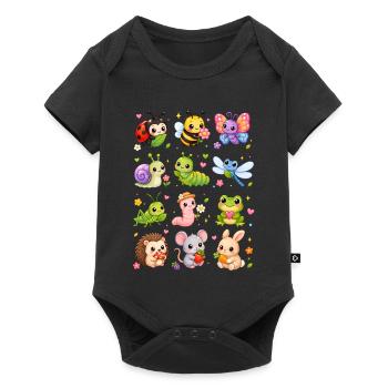 Kawaii Gartentiere | Insekten & Natur - Baby Premium Kurzarmbody - Schwarz - Vorne